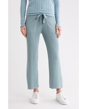 Splendid Rib Knit Wide Leg Crop Pants - Blue