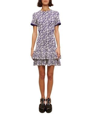 Maje Responsa Floral Ruffle Dress - Red