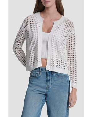 DKNY Open Stitch Cotton Cardigan - Gray