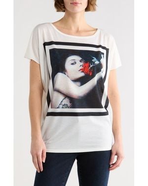 Go Couture Rose Cap Sleeve Graphic T-Shirt - White