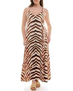 Nicole Miller Print Maxi Slipdress - White
