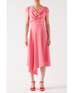 LK Bennett Moon Cap Sleeve Crepe Midi Dress - Pink