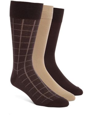 Lorenzo Uomo 3-Pack Dress Socks - Brown