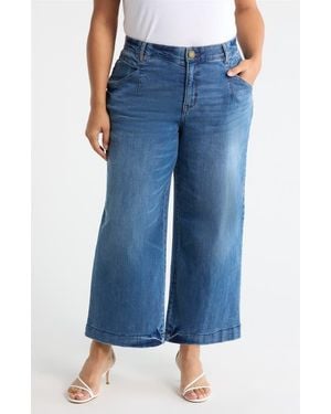 Wit & Wisdom Wyatt Skyrise High Waist Ankle Wide Leg Jeans - Blue