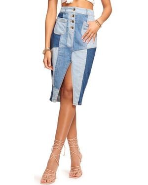 Ramy Brook Bellami Patchwork Denim Mini Skirt - Blue