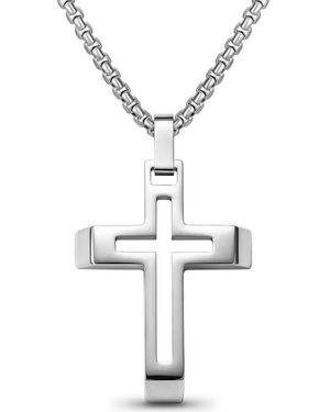 EDFORCE Cut Out Cross Pendant Necklace - Metallic