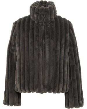 Ichi Rib Faux Fur Jacket - Black