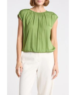 DR2 by Daniel Rainn Crinkle Satin Bubble Hem Top - Green