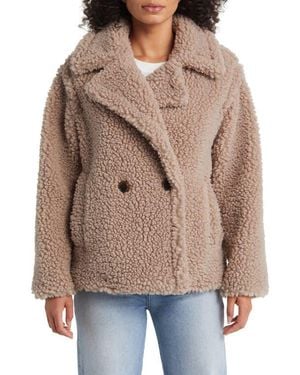 UGG Gertrude Teddy Faux Shearling Coat - Brown