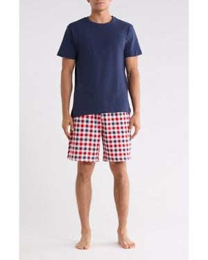 Geoffrey Beene Crewneck Tee & Pajama Shorts Set - Blue