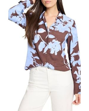 NIC+ZOE Cloud Blossom Long Sleeve Button-Up Shirt - White