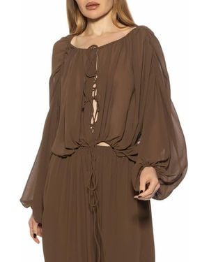 Alexia Admor Luca Blouson Sheer Top - Brown