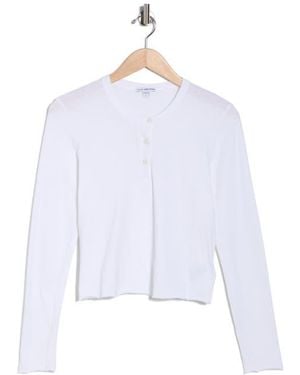 James Perse Shrunken Cotton Henley Top - White