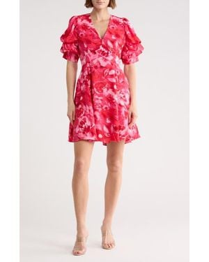 1.STATE Puff Sleeve Minidress - Red