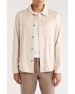 Tahari Faux Suede Overshirt - Natural