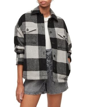 AllSaints Luella Check Oversize Shirt Jacket - Black