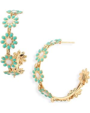 Cara Flower Hoop Earrings - Metallic