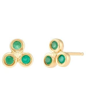 Frankie & Zoe 2Mm Emerald Trio Stud Earrings - Blue