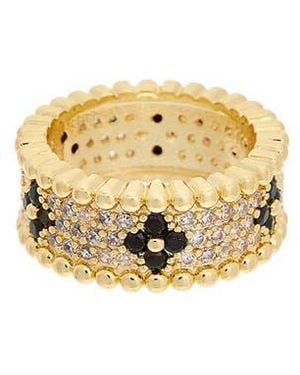 Juvell Floral Pavé Cubic Zirconia Band Ring - Metallic