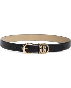BCBGMAXAZRIA Crystal Accent Faux Leather Belt - Black