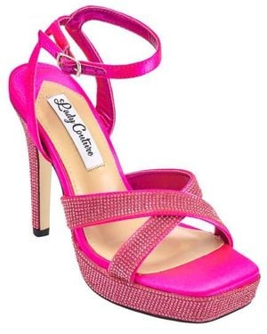 Lady Couture Rhinestone Platform Sandal - Pink