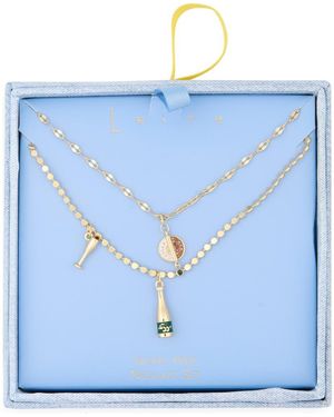 Leith Two Row Caviar & Bubbles Pendant Necklace - Blue