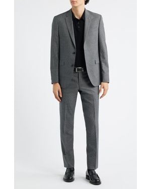 AllSaints Ross Slim Fit Tick Weave Wool Suit - Gray