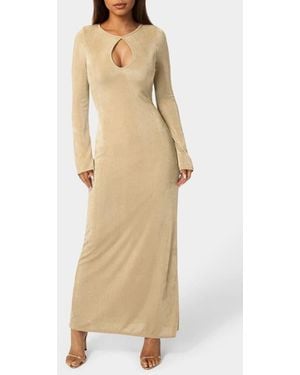 Bebe Keyhole Bell Sleeve Maxi Dress - Natural