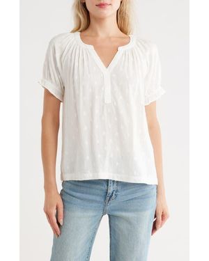 Lucky Brand Puff Short Sleeve Cotton Top - White