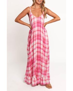 Petal & Pup Perle Checkered Maxi Dress - Pink