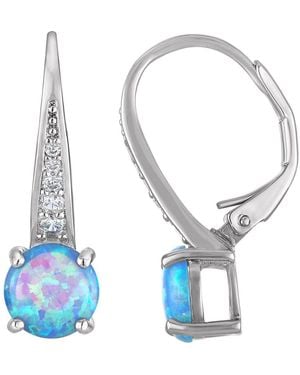 FZN Lab Grown Opal Leverback Earrings - Blue