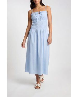 Onia Smocked Midi Dress - Blue