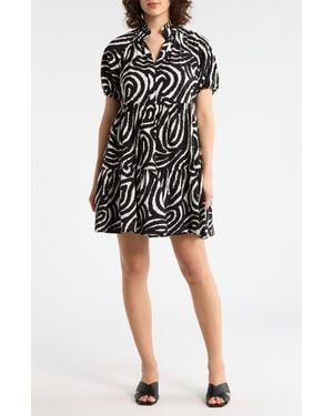 Halogen® Puff Sleeve Slub Dress - Black