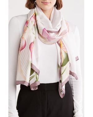 La Fiorentina Floral Print Scarf - Pink