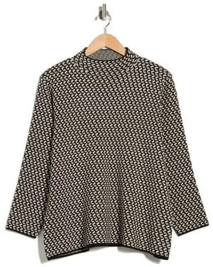 Max Studio Check Mock Neck Sweater - Brown