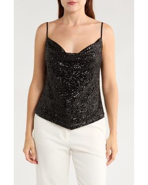 Leith Cowl Neck Sequin Camisole - Black