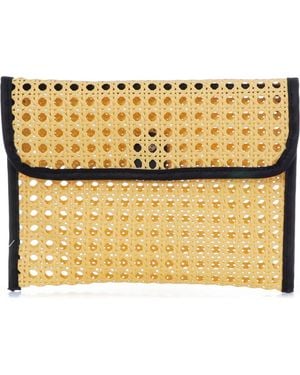 Adornia Rattan And Faux Leather Clutch - Metallic