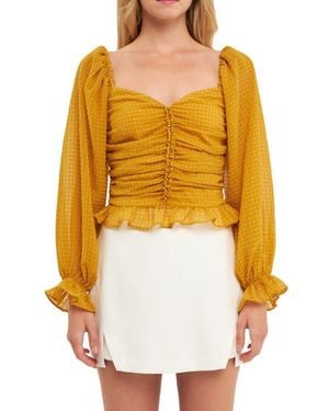 Endless Rose Ruched Chiffon Top - Yellow