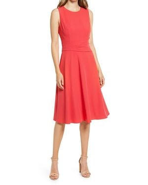 Eliza J Ruched Fit & Flare Dress - Red