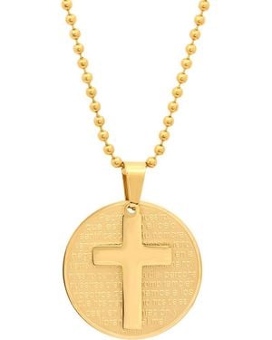 Steeltime Spanish Lord's Prayer Medallion Pendant Necklace - Metallic