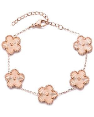 Adornia Beaded Flower Station Bracelet - Pink