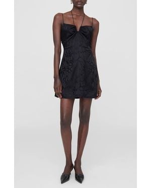 Anine Bing Papillon Silk Jacquard Minidress - Black