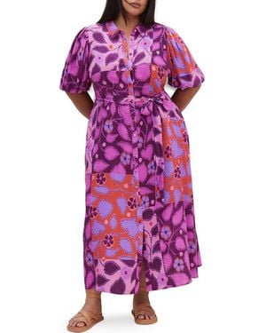 City Chic Davina Print Dress - Purple