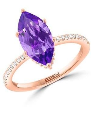 Effy 14K Rose Amethyst & Diamond Ring - Purple