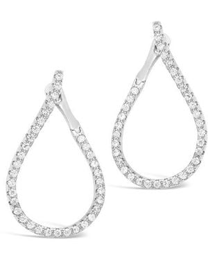 Sterling Forever 14K Rose Plated Brass Cz Studded Drop Earrings - White