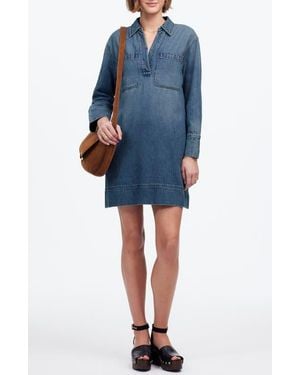 Madewell Airy Denim Edition Popover Minidress - Blue