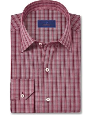 David Donahue Twill Check Sport Shirt - Purple