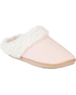 Isotoner Louise Chevron Quilted Faux Shearling Lined Slipper - Pink