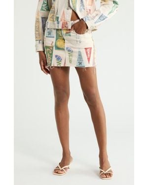 Mother The Ditcher Frayed Denim Miniskirt - Multicolor