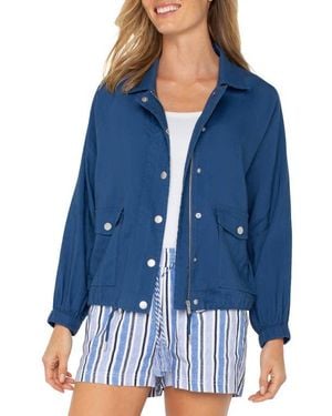 Liverpool Los Angeles Raglan Sleeve Linen Blend Jacket - Blue